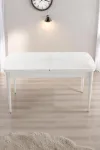 Florn Beyaz 80 x 132 Açılabilen MDF Masa Metal Ayaklı Mutfak Masası Takımı 4 Siyah Sandalye-4