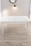 Milas Serisi 80 x 132 Açılabilen Beyaz MDF Mutfak Masası, Yemek Masası Metal Ayak