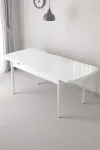 Milas Serisi 80 x 132 Açılabilen Beyaz MDF Mutfak Masası, Yemek Masası Metal Ayak-1