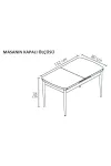 Milas Serisi 80 x 132 Açılabilen Ceviz Desen MDF Mutfak Masası, Yemek Masası Metal Ayak-2