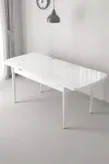 Monera Beyaz 80 x 132 Açılabilen MDF Masa Metal Ayaklı Mutfak Masası Takımı 4 Antrasit Sandalye-1