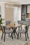 Mutfak Masası Takımı | 4 Kişilik Açılır Masa Sandalye Takımı | Balkon Masası | Cafe masa takımı-70x70 - Atlantik Çam - Gri
