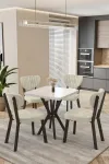 Mutfak Masası Takımı | 4 Kişilik Açılır Masa Sandalye Takımı | Balkon Masası | Cafe masa takımı-70x70 - Beyaz - Krem