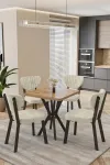 Mutfak Masası Takımı | 4 Kişilik Açılır Masa Sandalye Takımı | Balkon Masası | Cafe masa takımı-70x70 - Atlantik Çam - Krem