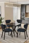 Mutfak Masası Takımı | 4 Kişilik Açılır Masa Sandalye Takımı | Balkon Masası | Cafe masa takımı-70x70 - SİYAH MERMER - ANTRASİT