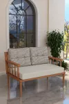 Preda Serisi Masif Fırınlanmış Gürgen Ahşap Bahçe Balkon Takımı 2+2+1+1+Masa-1