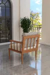Preda Serisi Masif Fırınlanmış Gürgen Ahşap Bahçe Balkon Takımı 3+3+1+1+Masa-3